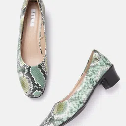 ELLE Women Snake Skin Textured Block Heel Pumps-4