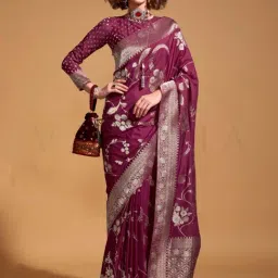 Vardha Dark Purple Woven Saree With Unstitched Blouse-image-22