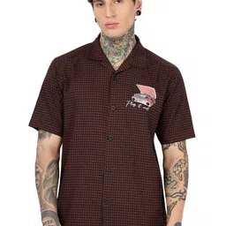 Eszett Gramophone Cuban Collar Cotton Shirt-image-18