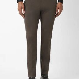 Peter England Brown Slim Fit Trousers-image-45