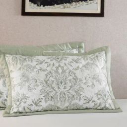 Maspar Tranquil Essence Napery Classic Quilted Green Cotton Standard Size Pillow Sham - Set of 2-13