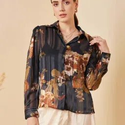 Marie Claire Blue Printed Shirt-image-71