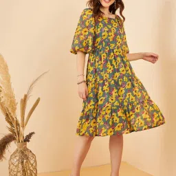 Marie Claire Multicolored Floral Print A-Line Dress image 1