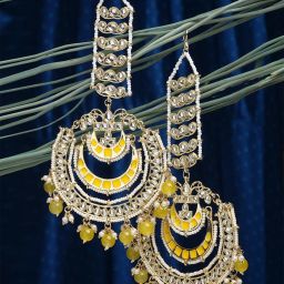 Karatcart Yellow Chand Bali Earrings for Women image 1