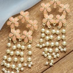 Karatcart Peach Dangler Earrings for Women image 1