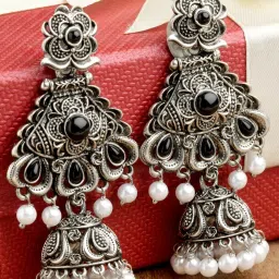Karatcart Black Jhumki Earrings for Women image 1