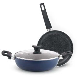 Bergner Aloe Navy Blue Aluminium Induction Bottom Non-Stick 3 Pcs Cookware Set-image-86