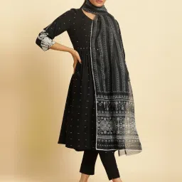 W Grey Printed Dupatta image 1