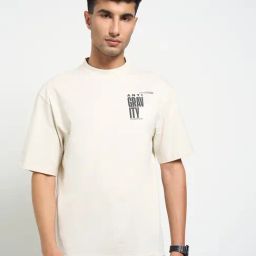Sf Jeans By Pantaloons Beige Cotton Loose Fit Printed T-Shirt-picture-14