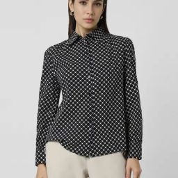Van Heusen Women's Black Print Long Sleeves Shirt-image-105