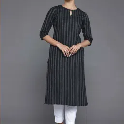 Libas Black Striped Straight Kurta-image-53