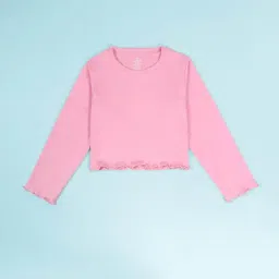 Kiddopanti Girls Baby Pink Cotton Crop T-Shirt-picture-23