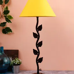 Devansh Yellow & Black Solid Leaf Shaped Table Lamp-2