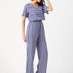 Moomaya Blue & Purple Printed Jumpsuit-image-95