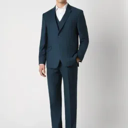 Van Heusen Navy Slim Fit Texture Three Piece Suit-image-69