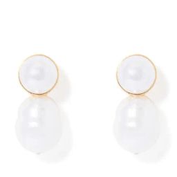Forever New Pearl & Gold Lana Pretty Pearl Stud Earring-image-46
