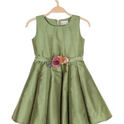 Peppermint Kids Olive Green Applique Dress-picture-47