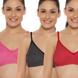 Floret Multicolor Non Wired Non Padded Full Coverage Bra (Pack Of 3)-image-81