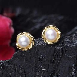 Clara 92.5 Sterling Silver Gold-Plated Pearl Aki Earrings-image-52