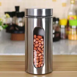 Femora Silver & Transparent Glass Storage Jars (1300 ml) - Set of 2-23
