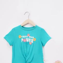 Ed-a-Mamma Kids Turquoise Embroidered T-Shirt-image-66