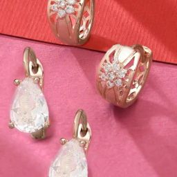 Zaveri Pearls Set of 2 Rose Gold Contemporary Hoop Earrings - ZPFK12796-image-67