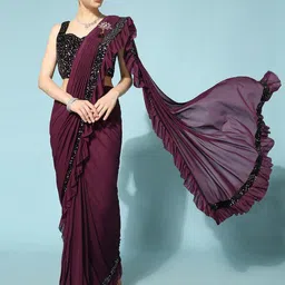 MIJAASHREE FASHION Purple Lycra Sarees-picture-41