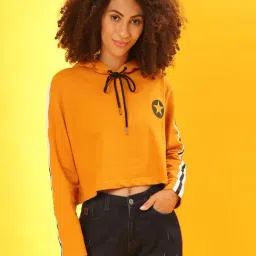 Campus Sutra Yellow Striped Sweatshirt-image-82