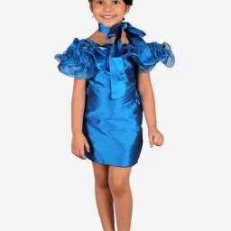 Foreverkidz Blue Solid Dress-image-0