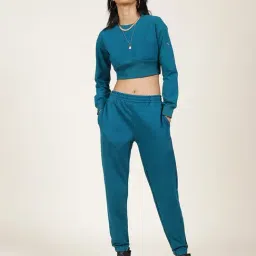 Label Ritu Kumar Blue Crop Sweatshirt With Joggers-image-61