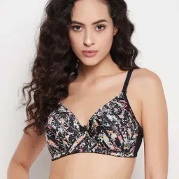 Clovia Black Printed Full Coverage Padded T-Shirt Bra-image-102