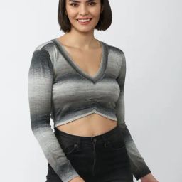 Forever 21 Grey Tie-Dye Crop Top-image-97