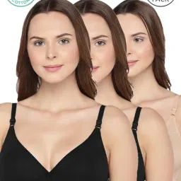 Inner Sense Black & Beige Half Coverage T-Shirt Bra - Pack of 3-picture-17
