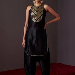 Abhishti Black Zari Work Straight Kurta-image-1