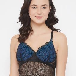 Clovia Black & Blue Self Pattern Pattern Bralette Bra-image-8