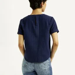 Levi's Navy Regular Fit Self Pattern Tops image 2