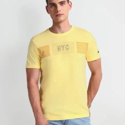 Arrow Sport Yellow Cotton Regular Fit Printed T-Shirt-picture-13