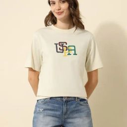U.S. Polo Assn. Off White Cotton Boxy Fit Logo Printed T-Shirt-image-51