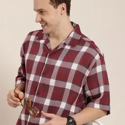 HERE&NOW Relaxed Fit Opaque Checked Casual Shirt-picture-12