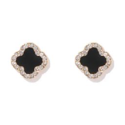 Forever New Black & Gold Fern Flower Stud Earring-image-90
