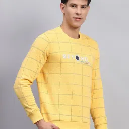 Monte Carlo Yellow Regular Fit Checks Sweatshirt image 3