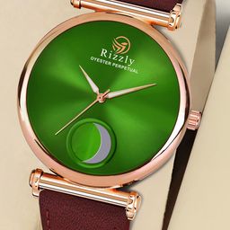 Septem Men Green Dial & Red Leather Straps Analogue Watch-0