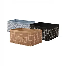 Aura Beige 3 Pieces Checked Drawer Organisers-52