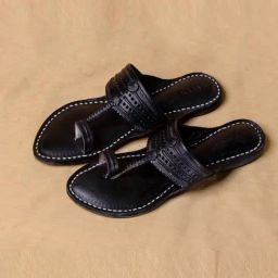 Kalapuri Women's Black Kolhapuri Sandals-picture-17