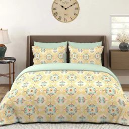 Layers Basicx Yellow Cotton 120 TC Double Bedsheet with 2 Pillow Covers-image-8