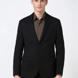 Peter England Black Slim Fit Blazer-image-32