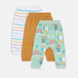 MINIKLUB Kids Multicolor Printed Trousers (Pack Of 3)-image-91