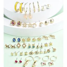 Zaveri Pearls Set of 25 Multicolor Contemporary Studs & Hoop Earrings-ZPFK15133-94