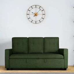Duroflex Ease Quilted Green Wood 3 Seater Sofa Cum Bed with Pullout Mechanism-picture-27