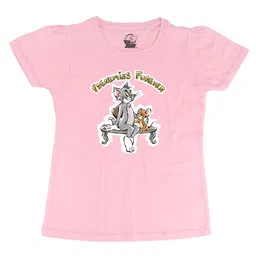 Tom & Jerry Girls Pink & Green Pure Cotton Regular Top-image-29